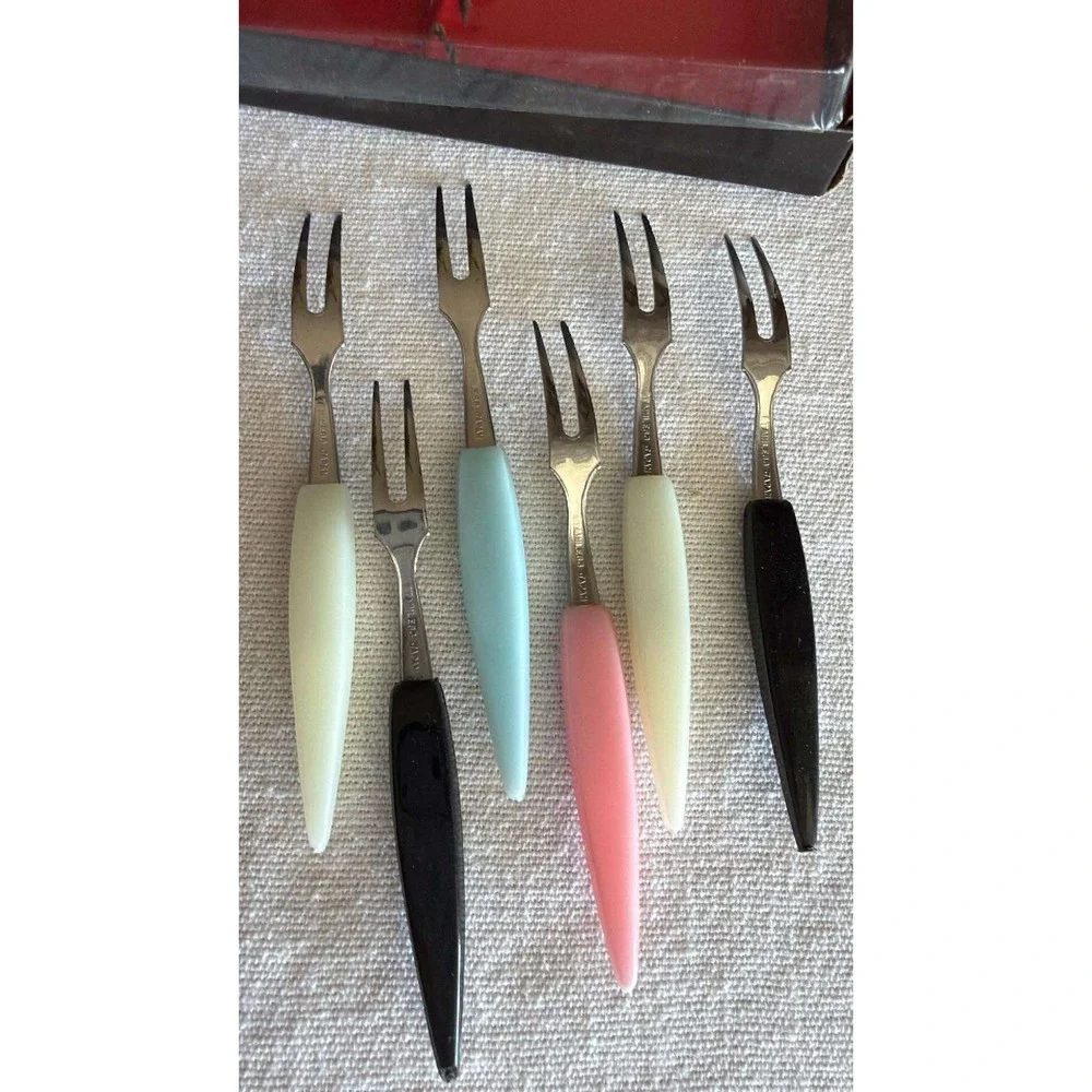 Vintage Cocktail Forks Assorted Maui Souvenir MCM Tiki Hut Luau Entertaining
